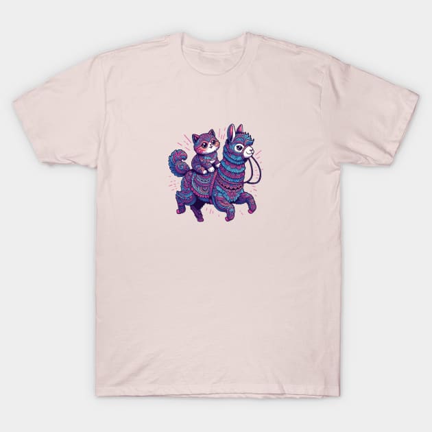 Cute cat riding alpaca T-Shirt by AnnArtshock